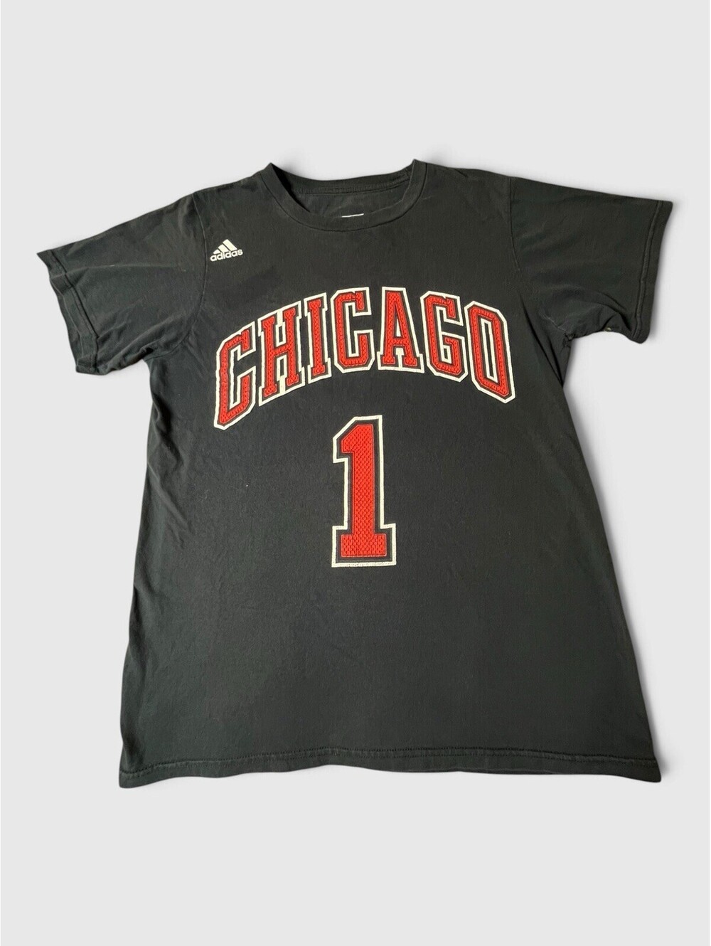 Adidas Chicago Bulls Derrick Rose 1 Player T-Shirt Black NBA Mens Size Small